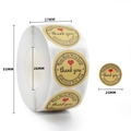 Makroaufnahme der 25mm runden Kraftpapier-Dankeschön-Aufkleber für Geschenkverpackungen - C166; 25 Mm / 500 Blatt/rolle