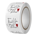 White round 'Thank You for your purchase' stickers roll with a red heart design - Handwritten Thank You Style (C79) / 25mm 500 Pcs/Roll