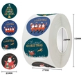 Vue détaillée des autocollants de Noël ronds de 25mm avec dimensions pour cadeaux - Style de Vacances Bleu Foncé Vert (C53)