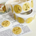 Round kraft thank you sticker roll with gold foil font for gift wrapping decoration - 25mm / Kraft Paper Color