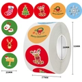 Tableau détaillé des tailles pour stickers de Noël 25mm avec motifs de rennes festifs - Style Chaussette De Noël Renne Cloche (C80)