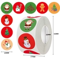 Vue détaillée des étiquettes de Noël de 25mm montrant le Père Noël et les dimensions - Style Vœux De Noël Bonhomme De Neige Pain D'épice (C108)