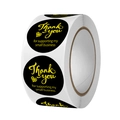 Black and gold Thank You for supporting my small business round roll stickers - 500 Stickers/Roll / Black