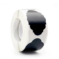 Macro-opname van waterdichte zwarte PVC-krijtbordlabels voor kruiden met gegolfde rand - Rol van 300 Stickers (C276)