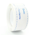 Détail d'étiquettes de cuisine adhésives avec champs pour la date et le contenu - Style de Bordure Pointillée Bleue (C233) / 125 Autocollants/Rouleau