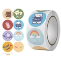 Rouleau d'autocollants cartoon de 2,5 cm avec ours mignons et messages de remerciement - Combinaison Multi-motifs de Dessins Animés (C54)