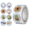 Rotolo di adesivi cartoon con orsetti e conigli per decorazione fai-da-te e chiusura - Simpatico stile scozzese a cartone animato (C265) / 25mm/500 Adesivi