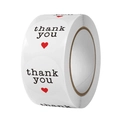 Rouleau d'autocollants ronds merci blancs avec texte noir et petit cœur pour sceau cadeau - Style Thank You Rond Blanc Avec Cœur (C60) / 25mm/500 Autocollants