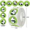 Rouleau de 500 autocollants panda pour enfants avec étiquettes de motivation mignonnes - Encouragement Panda Dessin Animé (C372) / 500 Pièces/Rouleau