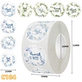 Roll of floral Thank You stickers for gift box sealing with watercolor rose patterns - C184 Floral Style / 25mm 500 Pcs/Roll