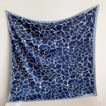 Silk-like satin square scarf with abstract dark blue and white ice-crack patterns - 90x90cm / Blue