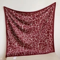 Satin silk scarf in burgundy with white abstract stone pattern and hand-rolled edges - 90x90cm / Burgundy