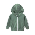 Sage green boys hooded zip jacket with white sleeve stripes and ribbed cuffs - 90cm / Tops / Mugwort Green