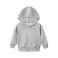 Toddler boys gray zip-up hoodie with white sleeve stripes and hooded design - 90cm / Tops / Heather Grey