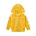 Kids yellow zip-up hoodie featuring side striped sleeves and a minimalist cotton design - Gold