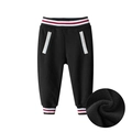 Boys black fleece joggers with striped elastic waistband and soft thermal lining - 90 / Black