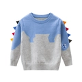 Maglione lavorato a maglia per bambini con punte di dinosauro 3D e design blu-grigio - 90cm / Celeste/Grigio