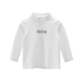 White long-sleeve high-neck kids t-shirt with nice pixel letter print on chest - 90cm / Tops / Off White