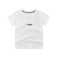 Kids white cotton short sleeve T-shirt with black hope print and grey neckline detail - 90cm / Off White