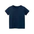Basic kids round neck short sleeve T-shirt in solid navy blue pure cotton fabric - 90 / Royal Blue