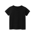 Classic plain black cotton short sleeve T-shirt for kids featuring a round neckline - 90 / Black