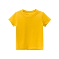 Classic bright yellow cotton short-sleeve T-shirt for kids featuring a minimalist round neck - Gold
