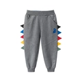 Grey children's joggers with colorful dinosaur back fins and blue embroidery - 90cm / Carbon Gray
