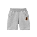 Boys gray cotton knit casual shorts with elastic waist and orange dinosaur patch - Heather Grey / 90cm