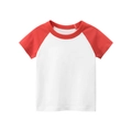 Kids raglan short sleeve t-shirt with white body and red contrast sleeves for summer - Off-White/Rusty Red