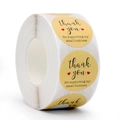 Roll of oval kraft paper thank you stickers with hearts for small business packaging - C178 (2.5CM/500 Pcs)