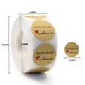 Detail of kraft paper roll showing 25mm handmade with love round sealing stickers - Artistic Floral Style (C196)
