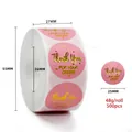 Pink and gold foil Thank You stickers roll with 25mm diameter and 500 labels size details - Pink Thank You for Your Order Style (C210) / 25mm/500 Stickers