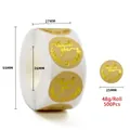 Detailed size specifications for 25mm round gold foil thank you stickers in a roll - Kraft Wreath Thank You Style (C220) / 25mm/500 Stickers