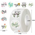 Rouleaux d'autocollants Thank You de 25 mm avec fleurs et pandas pour emballages et cadeaux - Style Mixte Floral Et Panda (C384) / Diamètre Unique 25mm 500 Étiquettes Par Rouleau