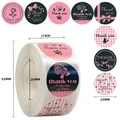 500 étiquettes adhésives rondes Thank You roses et noires pour emballage cadeau et boîte - C386 (25mm/500 Autocollants)