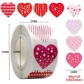 Detailed size specifications for heart-shaped thank you stickers, 500 labels per roll - Red and Pink Series Mixed Style (C300) / 25mm/500 Stickers