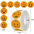 Rotolo di adesivi di zucca di Halloween con varie espressioni diametro di 25 mm - Stile zucca a espressioni multiple (C416)