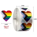 Rainbow heart stickers roll 25mm diameter 500 labels for pride sealing and decoration - 25mm 500 Pcs/Roll
