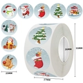 Rouleau d'autocollants de Noël avec motifs de Père Noël, bonhomme de neige et renne - Mélange de Dessins Animés de Noël (C419) / 2,5 cm / 500 autocollants