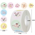 Rol van 500 kleurrijke cartoon stickers 25mm voor kinderen DIY-knutselen en beloningen - Cartoon Dier Voedsel Patroon (C71)