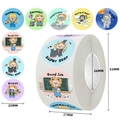 Rol met 25mm ronde cartoon leeuw beloningsstickers voor kinderen en leraren - Cartoon Leeuw Beroep Serie (C70)