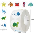 Rol met cartoon zeedier beloningsstickers voor kinderen, vissen en zeedieren thema, 25mm - Zeewezen Stijl (C420)