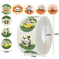 Rotolo di adesivi panda a fumetti con simpatici motivi animali per bambini e maestri - 2,5 cm / 500 adesivi