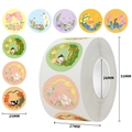 Cute cartoon cat and floral round stickers in a roll for DIY craft and gift sealing - Cartoon Cat (C190) / 1 inch / 500 stickers