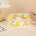 Dettaglio dell'astuccio trasparente in PVC con stampa a ciliegio giallo e cerniera robusta - Fiori di Ciliegio (Giallo)