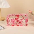 Dettaglio dell'astuccio trasparente in PVC impermeabile con motivi floreali rosa - Fiore Grande (Rosa)