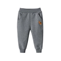 Kinder Graue Jogginghose mit Fleece-Futter und kleiner Dinosaurier-Stickerei - Karbonschwarz / 90cm
