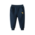 Dunkelblaue Jungen-Sporthose mit gelber Dino-Stickerei und elastischem Bund - Königsblau / 90cm