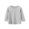 Classic grey long sleeve cotton T-shirt for boys with ribbed crew neck design - Heather Grey