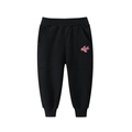 Boys black cotton sports jogger pants with airplane embroidery and elastic waist - 90 / Black
